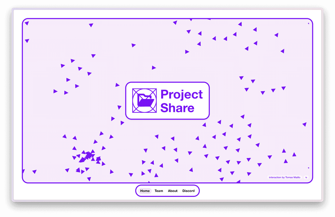 Project Share website homepage showing upcoming student meetups